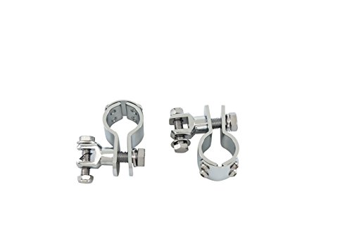 Radracing Motorcycle Short Adjustable Foot Pegs Mounts Clamps Kit 1 1/4" (32mm) fit for Harley Road King Street Glide Kawasaki Honda Yamaha Suzuki Chrome