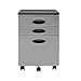 Calico Designs Metal Full Extension, Locking, 3-Drawer Mobile File Cabinet Assembled (Except Casters) for Legal or Letter Files with Supply Organizer Tray in Silver