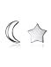 Sterling Sliver Star and Crescent Moon Stud Earrings for Ladies Asymmetric Mother's Day Gifts Birthday Gifts for Women Anniversary Daughter Her Gifts for Girlfriend Wife Mom Sister Jewelry
