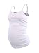 Jinson Women's Maternity Basic Knit Cami with Side Ruching Spaghetti Straps Pregnant Tank Top White S