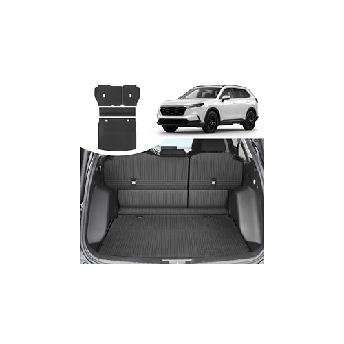 All Weather Cargo Liner & Backrest Mat for 2023-2025 2026 Honda CR-V (Include Hybrid) Non-Slip, Custom Fit Trunk Mat Tray Back Seat Cover Protector for CRV Accessories (Cargo Deck in Upper Position)