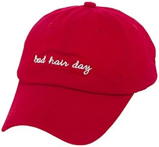 "Bad Hair Day" Stitched 8" Cap with Adjustable Metal Belt Strap (100% Cotton) (Red)