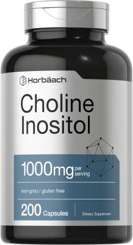 Horbaach Choline Inositol 1000 Mg, Sin Omg, Suplemento Sin Gluten - 200 Cápsulas