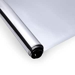 rabbitgoo Vinilo Ventana Espejo Lámina Espejo Cristal 90x200CM Plata