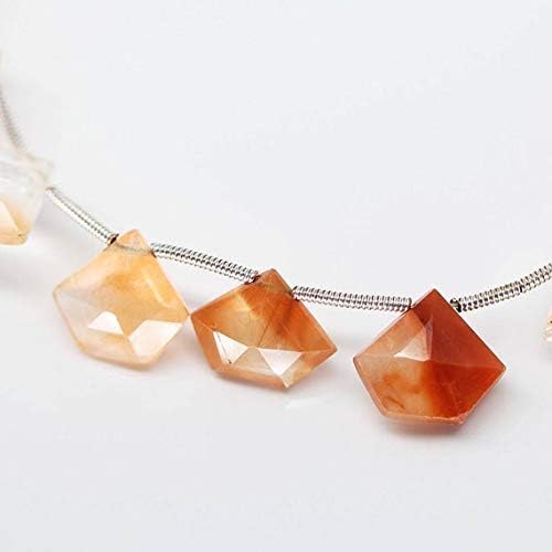 GemAbyss Beads Gemstone Tangerine Orange Quartz Pentagon Faceted Fancy Drop Gemstone Craft Loose Beads Strand 4 Inch Long 11mm 10mm Code-MVG-27015