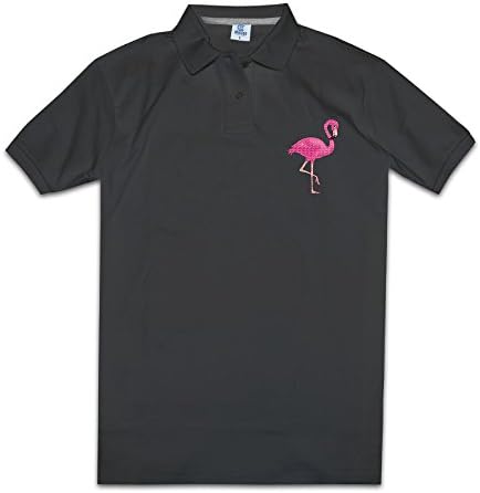 Men's The Cute Beautiful Pink Flamingo Poster Classic Slim Fit Polo Shirts