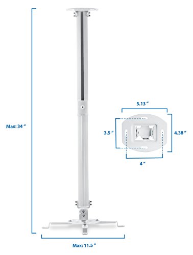 Mount-It! Ceiling Projector Mount Height Adjustable Universal Stand Fits Epson Optoma Benq Viewsonic Projectors, 30 Lbs Capacity (Long)