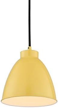 Modern Hanging Light with Bright Lemon Yellow Finished Lampshade, LED Warm Pendant Light Fixture ,Suitable for Kingdergarden, Schoolroom,Kid's Room,Fashion Kitchen Light