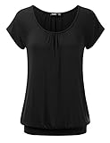 Loose Fit Top Plus Size Shirring Pleated T Shirts