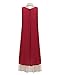 ZANZEA Ladies Cotton Linen Round Neck Two-layer A-line Baggy Vintage Long Maxi Dress (16, Maroon With Scarf)