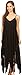 Sakkas 16820 - Eleonora Stonewashed Embroidered Spaghetti Strap Handkerchief Dress - Black - OS
