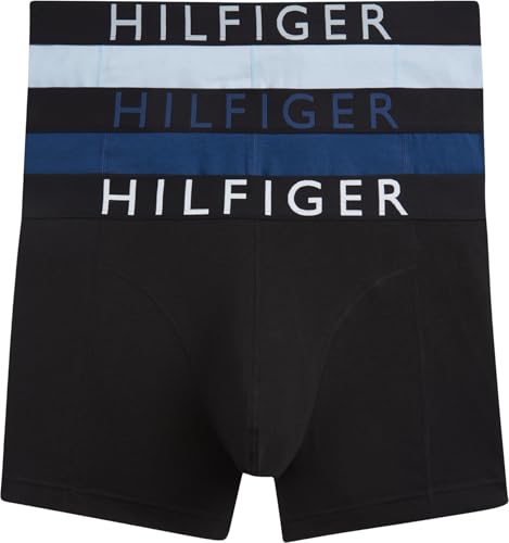 Herren 3er Pack Boxershorts Trunks mit Logobund, Mehrfarbig (BRZ Blu/Blk/Blu Jn), XL