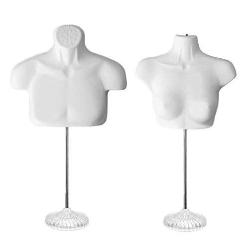 White Male + Female Mannequin Chest Long Hollow Back Body