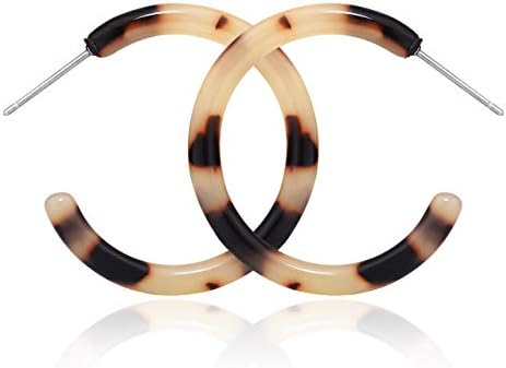 NLCAC Acrylic Hoop Earrings Marble Tortoise Shell Circle Resin Earrings Ear Drop Dangles