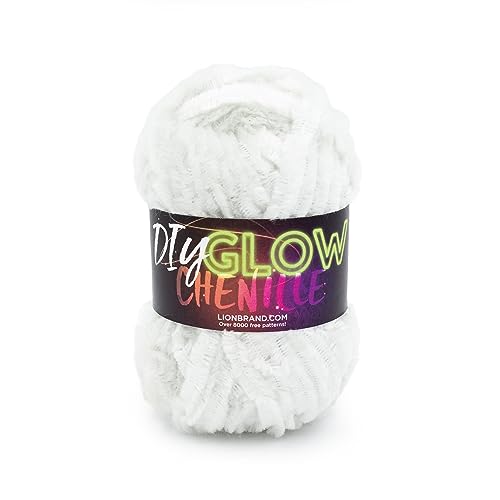 Lion Brand Yarn DIY Glow Fil chenille Perle