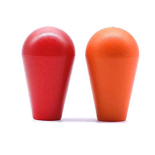 Arcity 2 Pcs Arcade Joystick Oval Bat Top Topper Knob Ball Top Handle Knob American Type Style Red and Orange for Zippy SANWA SEIMITSU Arcade1up Machine Console Cabinet New