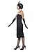 Smiffys Women's Flapper Costume, Long Dress, Headband and Gloves, 20's Razzle Dazzle, Serious Fun, Size 14-16, 45502