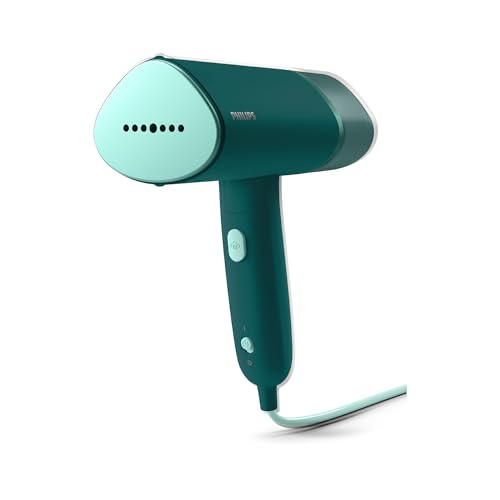Philips Serie 3000 Stiratrice Verticale a Vapore Portatile, 1000W, 20 g/min di vapore, serbatoio dell'acqua estraibile da 120 ml, piastra riscaldata, Pieghevole, Verde Scuro, STH3020/70