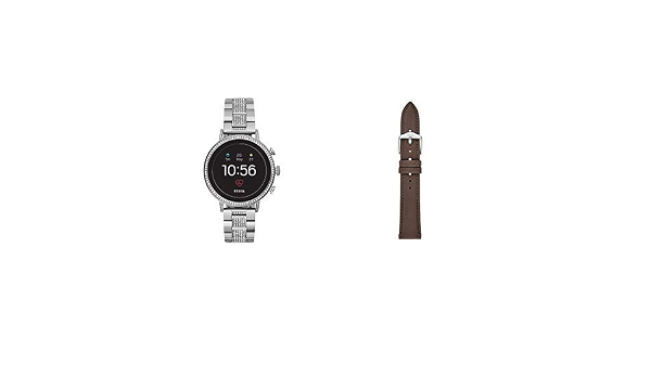 Amazon.com: Fossil Smartwatch Gen 4 Reloj de pantalla táctil para mujer con  correa de acero inoxidable, plata, 18 (modelo: FTW6013 con correa de piel  de becerro de 0.709 in) : Electrónica