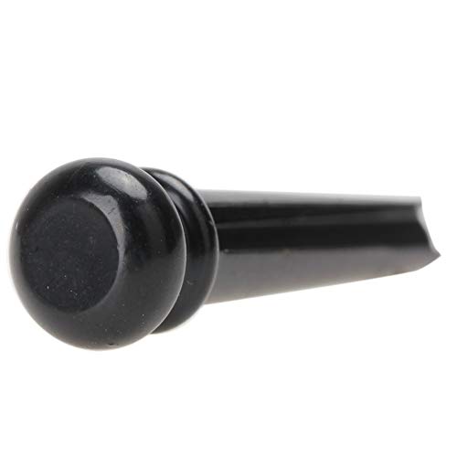 6 Pieces Guitar Bridge Pins, Brass Pin Acoustic Guitar Strings Nail Pegs Fixed Cone, Replacement Parts for Acoustic Folk Guitar (Black) - Thumbnail 4
