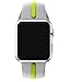 EloBeth for Apple Watch Band, Soft Silicone Sport Style Replacement Wrist Strap Stripe Color Splicing for Apple Watch Bands Series 2/Series 1, Sliver/Green 42mm