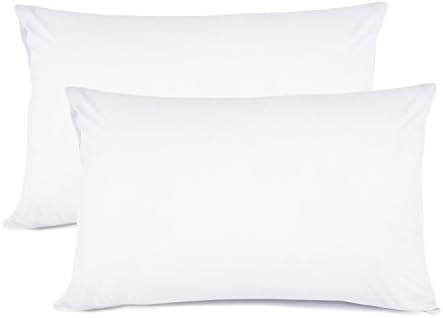 Set of 2 Pillow Cases Queen Size, 100% Brushed Microfiber Lighting Mall Pillow Covers, Ultra Soft, Envelope Closure End, Wrinkle Free, Stain Resistant (White)
