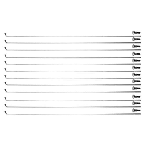 Standard J Bend Bike Spokes and Nipples - Stainless Steel, Silver, 14G/2mm (12 Pack), 188mm