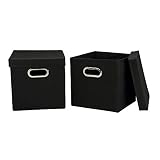 Household Essentials Cube Set with Lids Black, 2-Pack