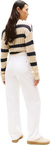 Vaqueros Mujer White Relaxed Straight Cintura Alta, Blanco (White), 34W/32L