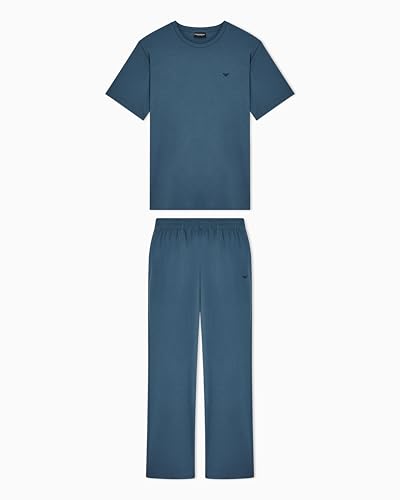 EMPORIO ARMANI Luxuriöses T-Shirt und Hose für Herren, Pyjama, Blau, Größe L