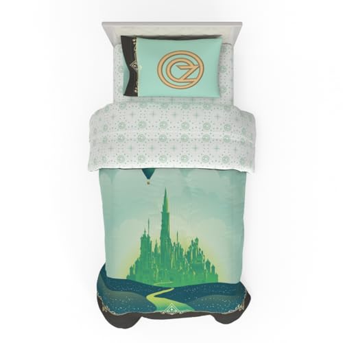 Franco Collectibles Wicked Elphaba and Glinda Bedding 4 Piece Super Soft Reversible Comforter and Sheet Set, Twin, (Officially Licensed Product)