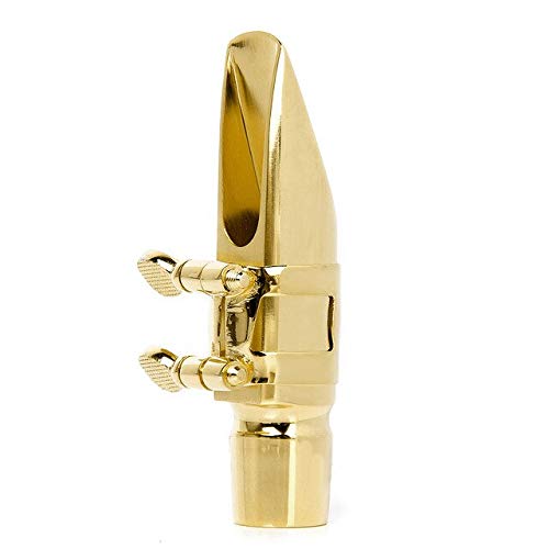 BeesClover Professional Alto Sax Saxophone Mouthpiece Metal with Cap and Ligature Golden Plated Quality Woodwind Instruments Accessory Show One Size