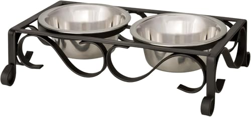 Loving Pets Elevated Dog Bowls – Raised Stainless Steel Dog Bowls with Steel St…