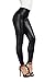 MCEDAR Women’s Faux Leather Leggings with Pockets Girls’ Black High Waist Sexy Skinny Slim Fit Pants for Causal, Club, Night Out (L, B-Black)