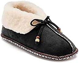 Madden Girl Women's Faux Sheepskin Mocassin Slippers with Soft Sole (Medium (7-8 US), Black)