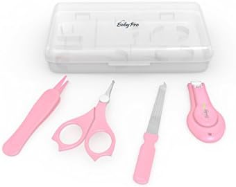 Baby Pro - 4 Piece Baby Healthcare Kit inc Baby Nail Clippers, Nail File, Nail Scissors & Tweezers. (Pink)