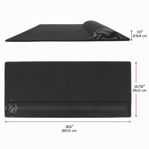 ENHANCE Large XXL Gamer Mouse Mat for PC Gamers with Stand - Ergonomic Mouse Mat with Wrist Rest (80 x 35 x 2.5 cm) - Anti-Scratch Stitching and Superior Quality Surface - Black