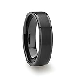6mm Titanium Wedding Band Flat Matte Finish Pipe Cut Black Rings for Men Women Size 4 - 12