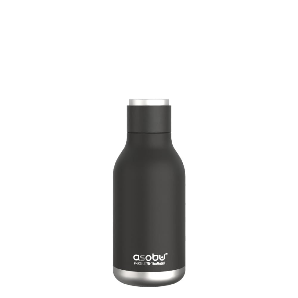 Urban Insulated and Double Walled Stainless Steel Bottle 16 Ounce by Asobu (Black)