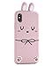 iPhone X Bunny Case, Miniko(TM) Cute Kawaii Funny Rabbit Ears Bowknot 3D Cartoon Animals TPU Soft Silicone Gel Phone Case Cover for iPhone X (2017) Teen Girls Women, Pink