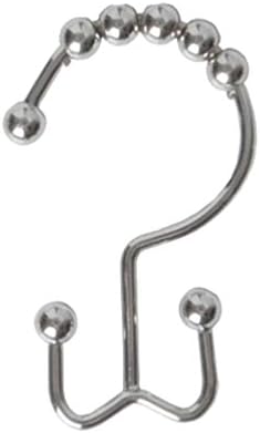 Shower Curtain Rings - Iusun Metal Double Glide Bathroom Shower Curtain Hook Ring Roller Balls Chrome (Chrome, 12 PCS)