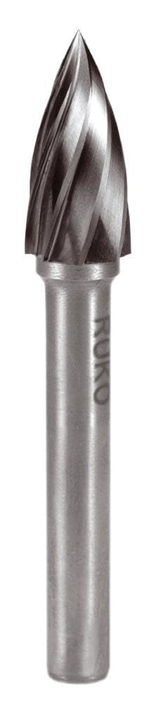 RUKO Tungsten Carbide Rotary Burr with Aluminium Teething, G Tree (SPG) Shape, Bright Finish, 6.0 mm Diameter, 58 mm Length, R116025A