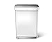 simplehuman 55 Liter Rectangular Kitchen Step Soft-Close Lid, White Stainless Steel Trash can