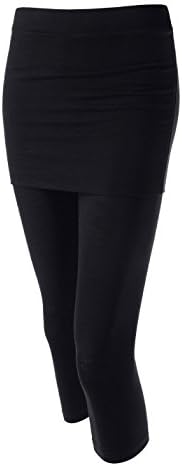 Showblanc (SBWF10317C) Female Slender Fit Elastic Band Skirt Capri Leggings BLACKBLACK X-Small(Tag size S)