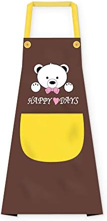 Sugar Treasure Cartoon Bear Waterproof and Oil-Resistant H-typed Adult Kitchen Apron for Women Men Chef (Brown)