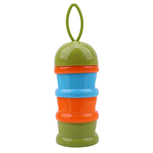 GUAngqi 3 Layers Baby Milk Powder Formual Dispenser Baby Feeding Travel Storage Container ,green