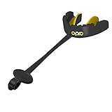 OPRO Gold Level Mouthguard for Braces + Strap | Gum Shield for Football, Lacrosse, and Other Contact Sports - 18 Month Dental Warranty (Ages 7+) (Black/Gold)