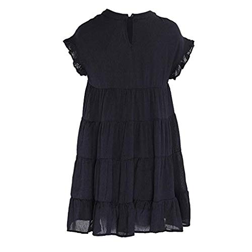 CCatyam Dresses for Women, Ruffle Sleeve Solid Mini Swing Loose Sexy Beach Casual Party Fashion Black - Thumbnail 2
