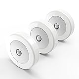 3PCS Motion Sensor Light Battery-Powered LED Night Light Cordless Wall Light Stick-Anywhere Step Light for Hallway, Closet, Stairs, Bedroom, Nursery (White)