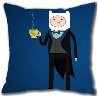 VintaStore Unique Design Adventure Time Finn Drink Tea Cartoon Funny Style Square Zippered Throw Pillowcase Bedding Set 20x20inch Unknown Binding